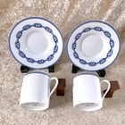 Hermes Paris Demitasse Cup Saucer Pair Sets Chaine d'Ancre Blue 2 Sets