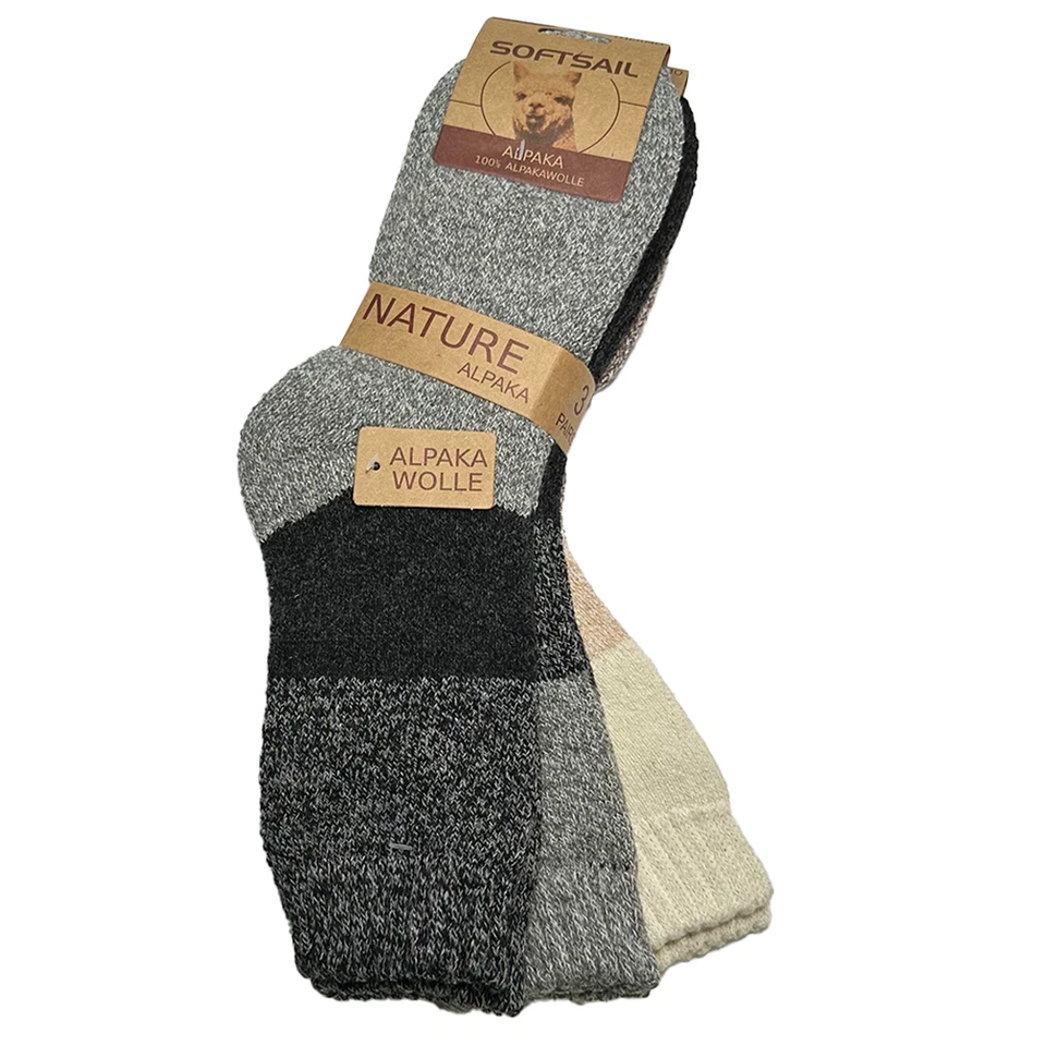 6 Paar Alpaka Socken Herren Damen Wollsocken Winter Natur Diabetiker geeignet - Bild 2 von 4