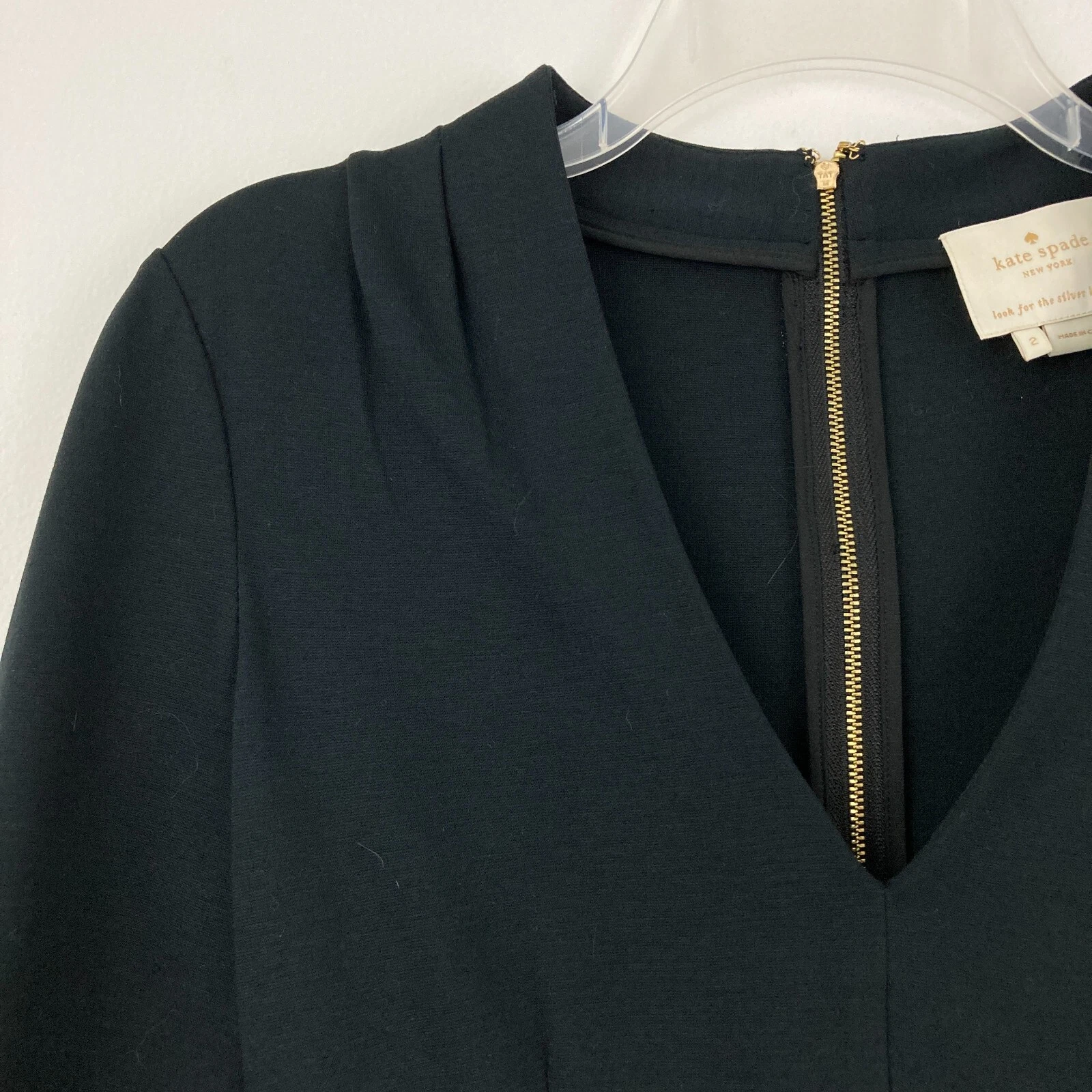 Abito tubino Kate Spade Darlene taglia 2 nero scollo a V manica 3 4 business casual