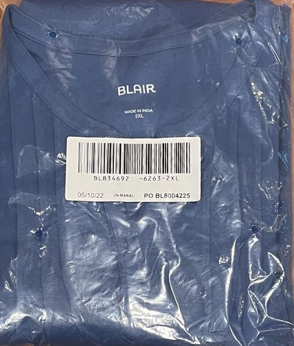 BLAIR-LONG SLEEVE BLUE ROUND/V-NECK PLEATED AROUND V-NECK PULLOVER SIZE 2XL NWT - Picture 6 of 6