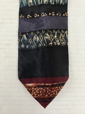 Chez Roffe Men's Necktie Tie Silk Multicolor Geometric Stripe Made in USA Wide