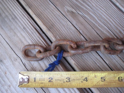Vintage ** 1/4" Steel Size x 34" Length ** Proof Coil Chain Rusted Art Decor  - Picture 2 of 5