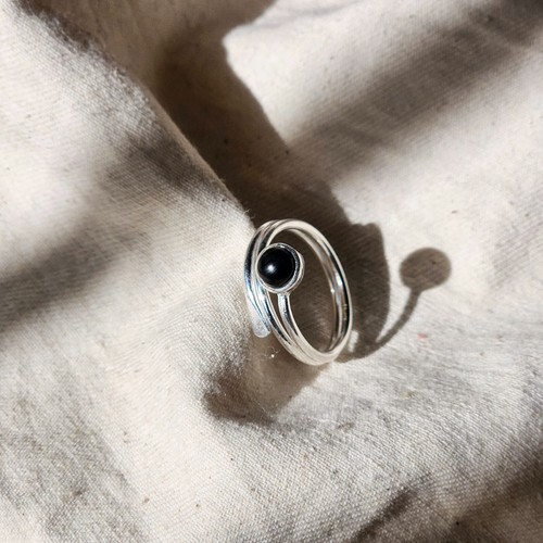Black Onyx Gemstone 925 Sterling Silver ring double band daily wear silver ring - Picture 3 of 9