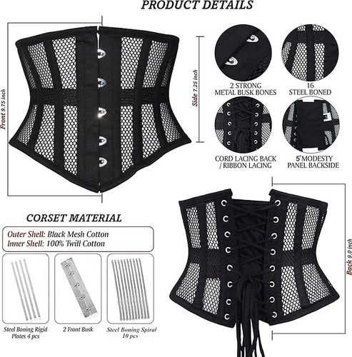 Mesh Corset Heavy Duty Underbust Steel Boned Waist Trainer Cincnher(10 pcs $150) - Picture 4 of 5