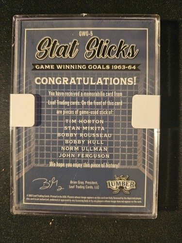 2022 Leaf Lumber Stat Stick Hull Horton Mikita Ullman Ferguson Rousseau #/35 - Picture 3 of 5