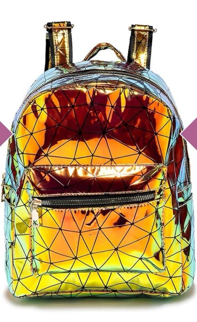 NEW Luminous Backpack Geometric Holographic Reflective EDM Back