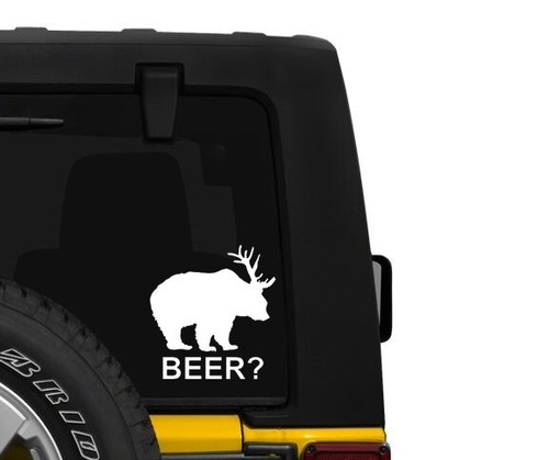 Beer Bear Vinyl Decal Funny 5" White - Bild 2 von 3