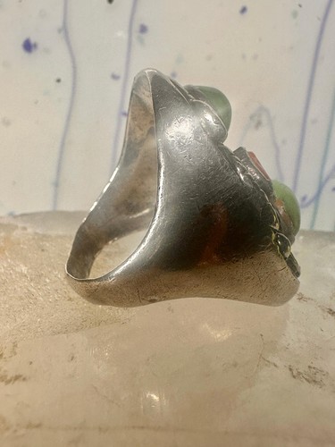 Navajo Snake ring turquoise coral band size 11.50 sterling silver women men - Picture 10 of 14