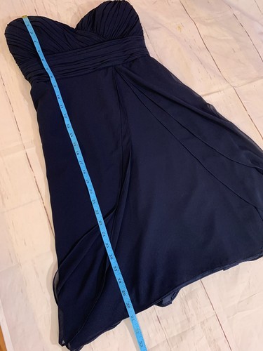 Vestido Bill Levkoff Azul Marino Fiesta 6 Pequeño Boda Novia Plisado Corpiño Sin Tirantes - Imagen 13 de 23
