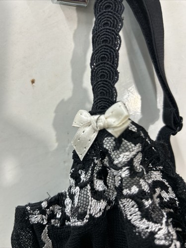 FeLiNa Lingerie Bra Lace Demi Cup Roses 36D Black Sheer Sexy Bows Push Up - Picture 3 of 9