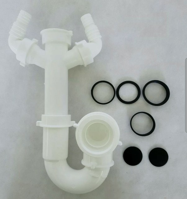 Kitchen Sink Trap With 2 Washing/dishwasher Machine Waste Pipe Spigot