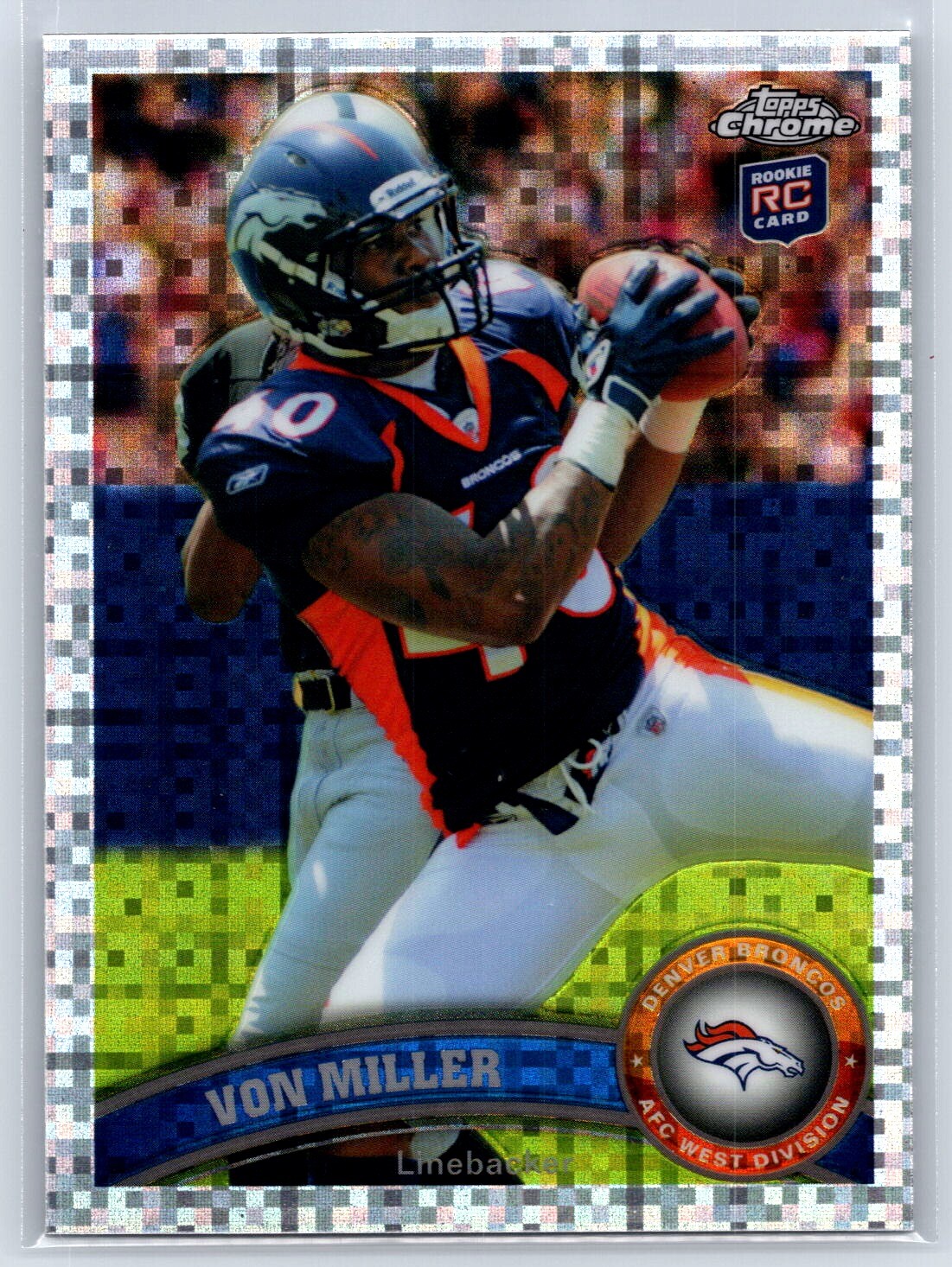 2011 Topps Chrome #212 Von Miller Xfractor Rookie Card Denver Broncos