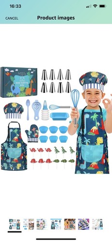 Gemeer Children’s Cooking and Baking Set 34-Pcs Includes Apron for Little Boy...