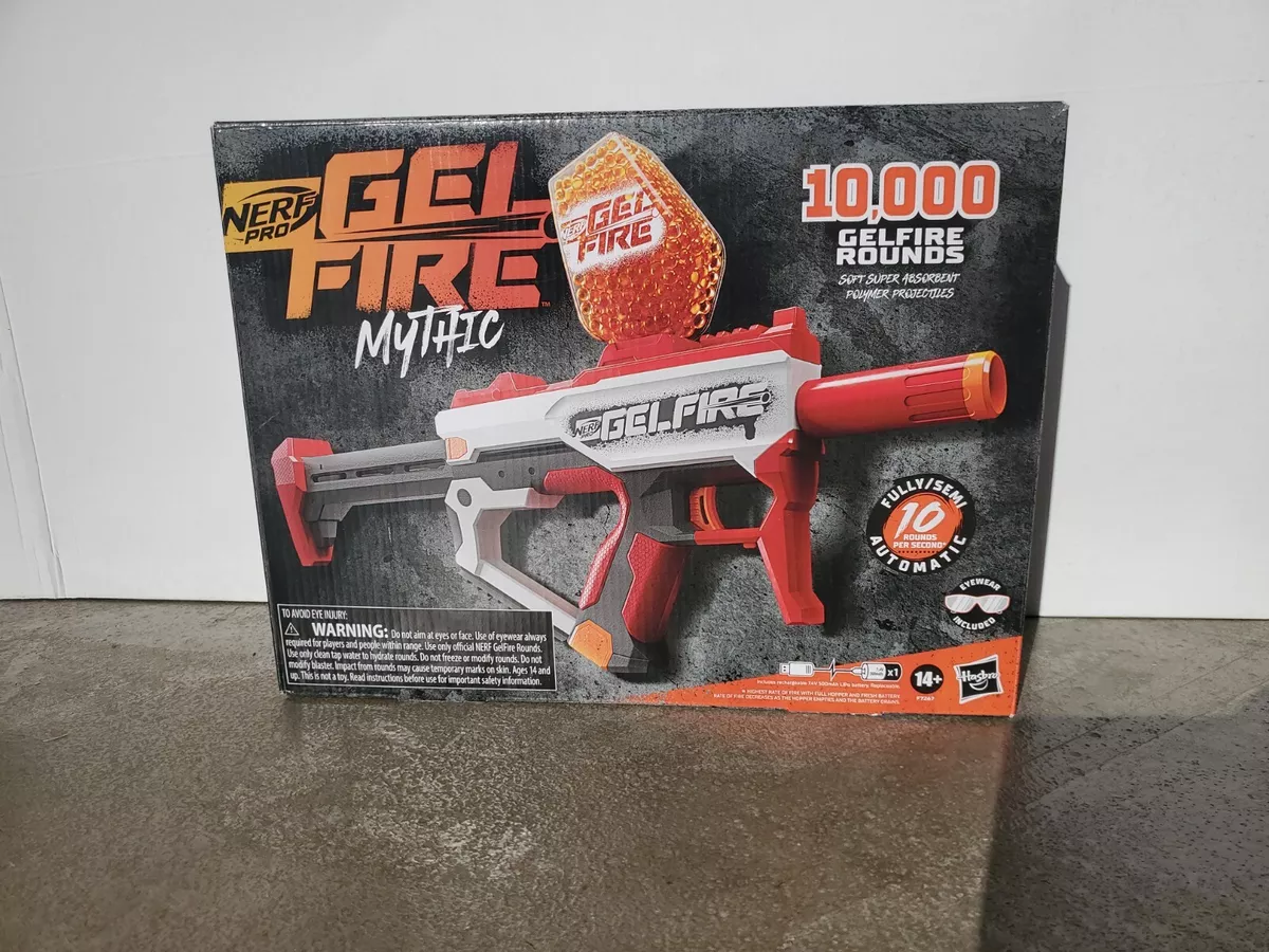 Nerf Pro Gelfire Mythic Full Auto Blaster & 10,000 Gelfire Rounds, 800  Round Hopper, Rechargeable Battery, Eyewear, Ages 14 & Up