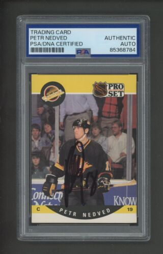 Petr Nedved 1990-91 Pro Set Rookie #643 Canucks PSA/DNA Encased Autograph