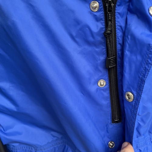 REI Uomo Anorak 1/2 Zip Tg M-L Giacca Antipioggia Cappello Doppio Tasche Nylon Blu -Blk - Foto 12 di 24