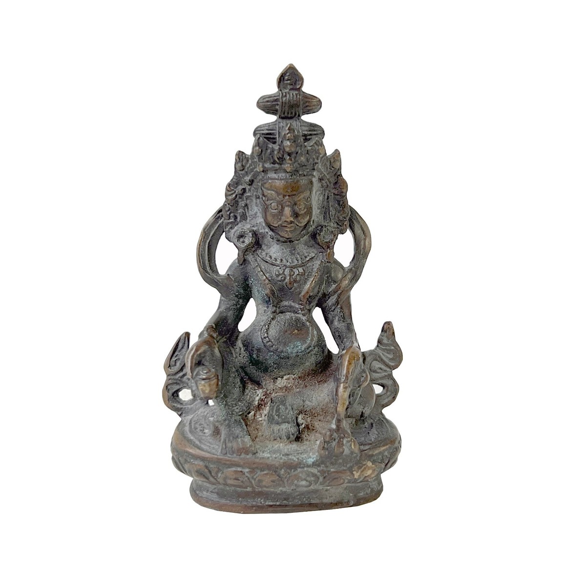 Distressed Marks Bronze Color Metal Zambala Fortune Deity Statue ws2408S Distressed Marks Bronze Color Metal Zambala Fortune Deity Statue ws2408S