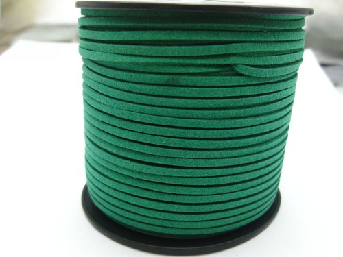 100 Yards Green Faux Suede Flat Leather Cord Lace String 2.6mm - Picture 1 of 5
