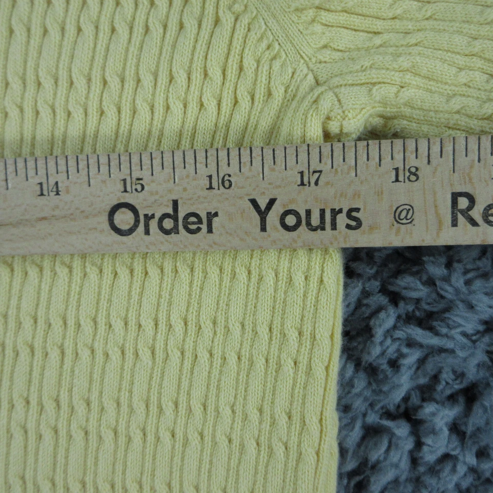 Suéter de golfe feminino Liz XL amarelo malha cabo manga longa gola V - Imagem 4 de 4