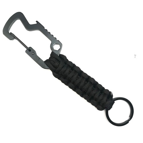 Mosquetón abridor de botellas para exteriores Paracord supervivencia llavero para camping al aire libre - Imagen 9 de 13