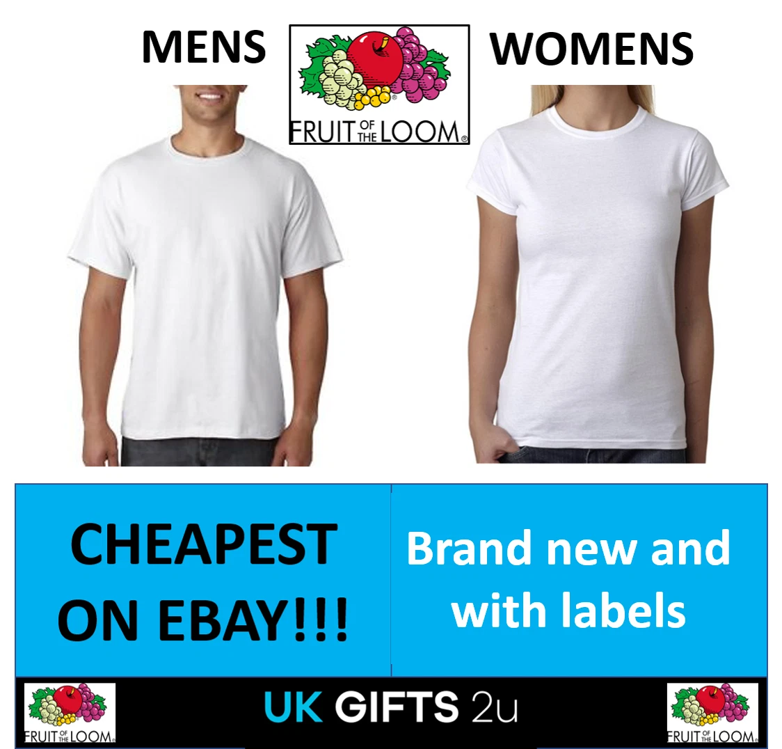 3 pack Fruit of the loom white men's womens t-shirt tee shirt plain | eBay