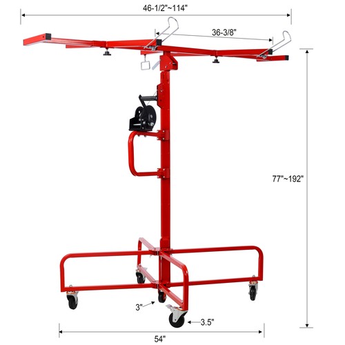 Lift Drywall Panel 16' Hoist Jack with Rolling Caster Wheel 150lb Load capacity - Picture 15 of 26