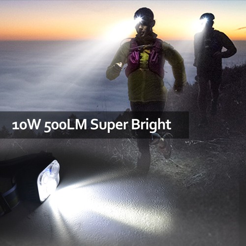 Torcia LED ricaricabile per campeggio esterno escursionismo corsa pesca - Foto 3 di 18