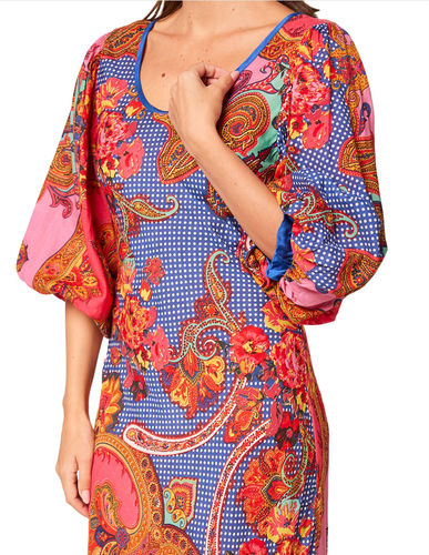 Adrift Flemington Bias Cut Dress size small Benrath floral print puff sleeve - Picture 3 of 15