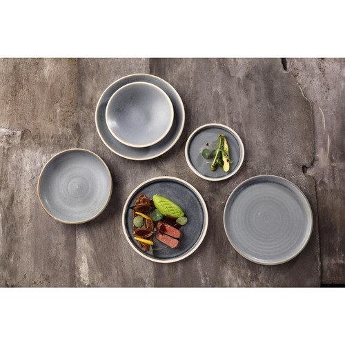 Olympia Canvas Round Plates Blue Granite Small Rim Dinnerware 265mm - Pack of 6 - Picture 8 of 8