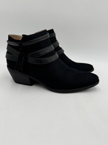 LifeStride Women's Paloma Ankle Booties Black Micro Suede Tassels Size 9.5M - Picture 2 of 11