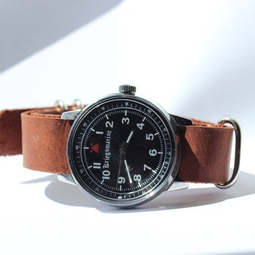 Kriegsmarine Pobeda Watch Vintage-Style Military Wristwatch with Leather Strap - Picture 6 of 24