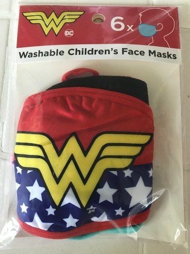 WONDER WOMAN FACE MASK Set of 6 DC Comics Superhero Pack Mouth Cover Kids - Picture 1 of 8