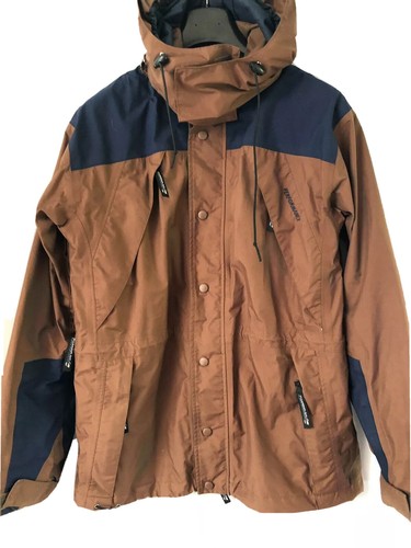 Performance Cycling Wear Mens Small Brown Jacket Hooded Detachable Fleece Liner - Picture 3 of 10