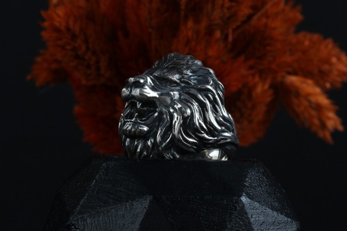 ENORME ANILLO DE PLATA DE LEY 925K para hombre - Rey de la Selva - Anillo Jefe - Imagen 7 de 7