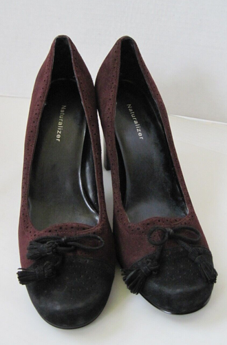 Naturalizer Retro Wildleder High Heel Schuhe 9,5 burgunderfarben & schwarze Quasten Neu - Bild 9 von 24