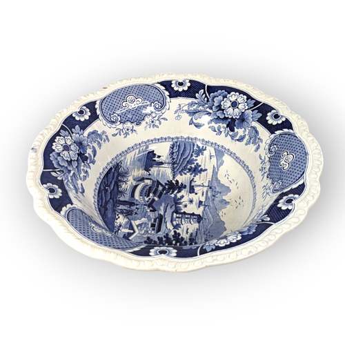 Staffordshire Transferware India Temple Bowl Large Antique England 1820s 14" - Picture 10 of 20