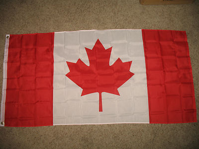 Canada Flag 3x6 Feet - Outdoor/Indor Polyester, Vivid Colors, Brass Grommets, Double Stitched
