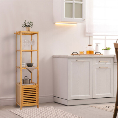 Bamboo bathroom storage sale tower