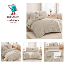 King Size Comforter Set 7 Pieces Oatmeal - Bed in a Bag King Boho Lightweight...