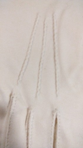 Vintage cremefarbene seidig weiche Kinder Leder Damen Handschuhe Medium siehe Maße 1940er - Bild 4 von 14