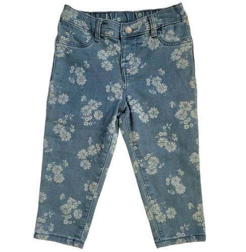 Baby B'gosh Baby Girl Jeans Knit Denim Blue Size 24M Floral Print Skinny NEW! - Picture 1 of 7