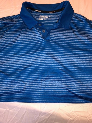 Nike Tour Performance Dri-Fit.  Größe XLarge. Blau/weiße Streifen - Bild 1 von 3