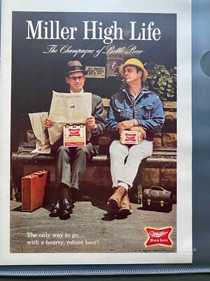 Miller High Life Bier Bootle Beer Original 1967 Vintage Advert Werbung Reklame