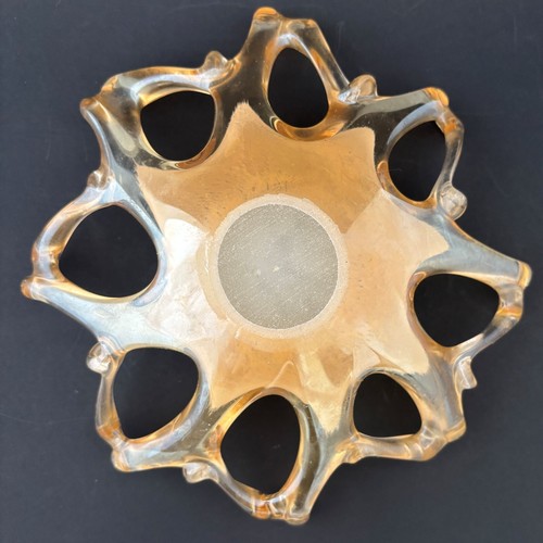 Vintage Murano Stretch Art Glass Bowl Dish Designer Decorative Italy Gold - Picture 6 of 6