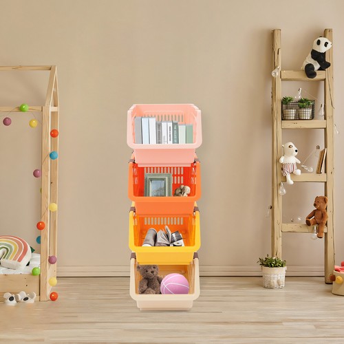 4 PCS Stacking Storage Baskets, Stackable Organizer Baskets,?Storage Bins - Picture 3 of 15