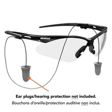 KLEENGUARD NEMESIS SAFETY GLASSES CLEAR LENS W/ NEW CORD CONNECT  EARPLUG SYSTEM