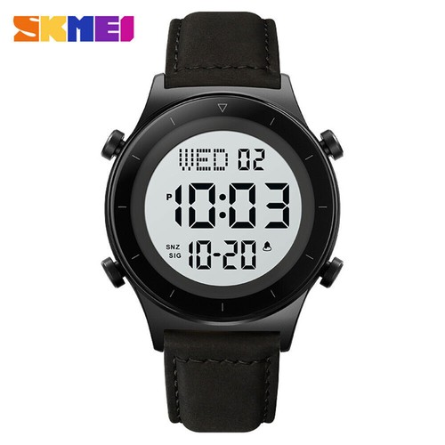 SKMEI Sport Watch Men Leather Wristwatch Digital LED Watches for Business Male - Picture 30 of 36
