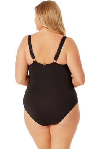 Anne Cole Plus Size Square Neck Shirred One Piece , 18W - Picture 3 of 3