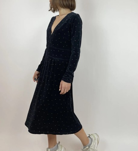 Gudrun Sjoden Velour Velvet Polka Dot Mid Length Dress Size S - Bild 3 von 12