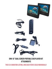 Onn 10" Dual Screen Portable DVD Player Kit with Storage Bag 1000122641  LN